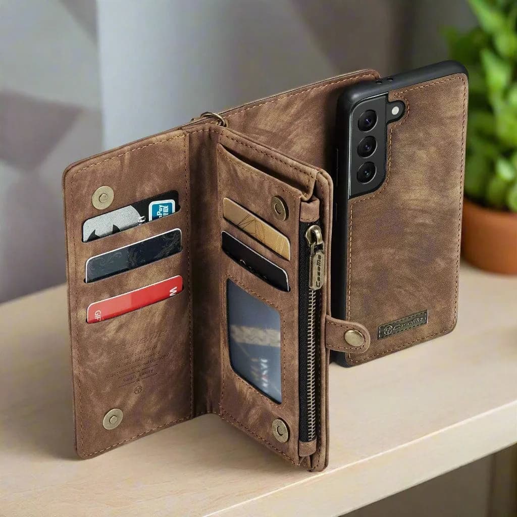 Samsung Galaxy S21+ 5G CaseMe 008 2-In-1 Wallet with Detachable Cover, 8 Card Slots + Zip Pocket